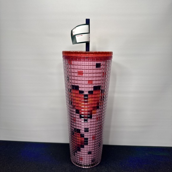 Starbucks Cold Cup Valentine's Day 2025 8 Bit Pixel Hearts 24oz Tumbler NEW🩷 - Picture 5 of 9